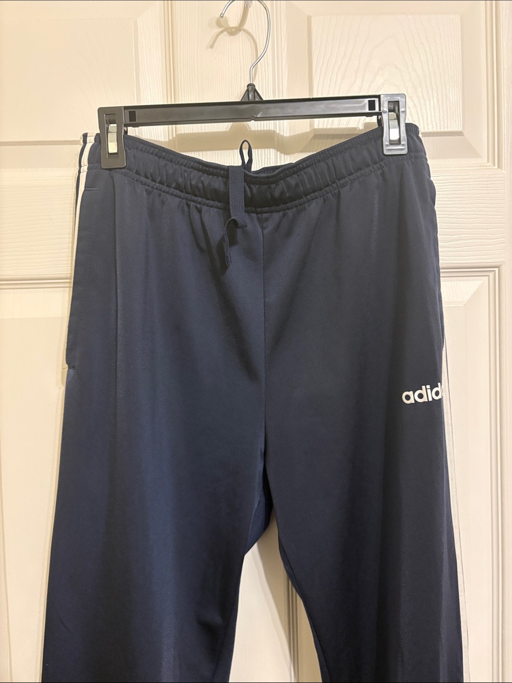 Adidas Navy Athletic Track Pants with 3 Stripes